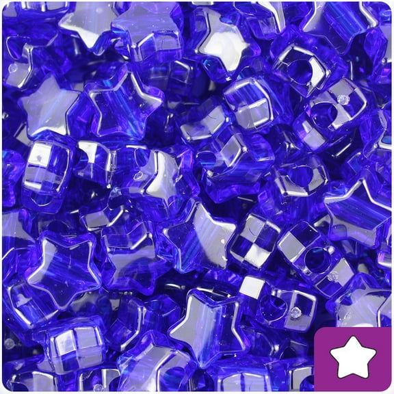 BeadTin Midnight Transparent 13mm Star Pony Beads (250pcs)