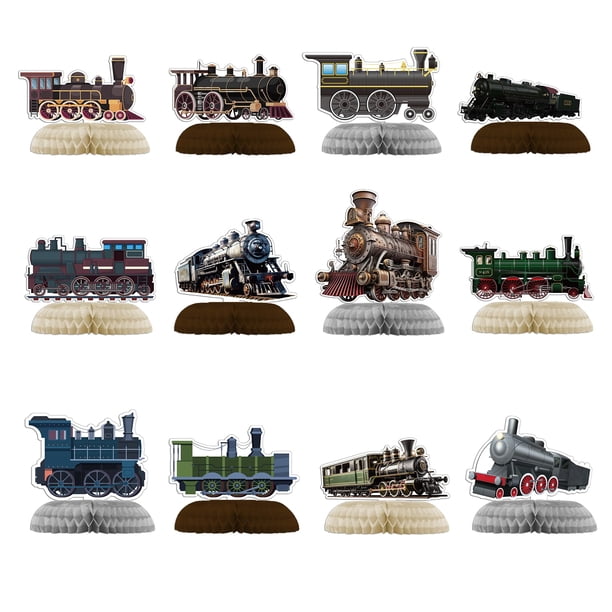 12 Piezas De Centros De Mesa De Panal De Tren Para Decoración De Mesa, Decoraciones De Mesa De Tren Retro, Adornos De Mesa Para Decoraciones De Fiesta De Tren, Suministros De Fiesta De Cumpleaños De T