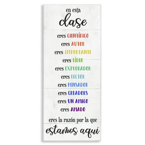 Stupell Industries En Esta Clase Eres… Inspirational Quotes & Sayings Painting Wrapped Canvas Art Print Wall Art, 10 x 24