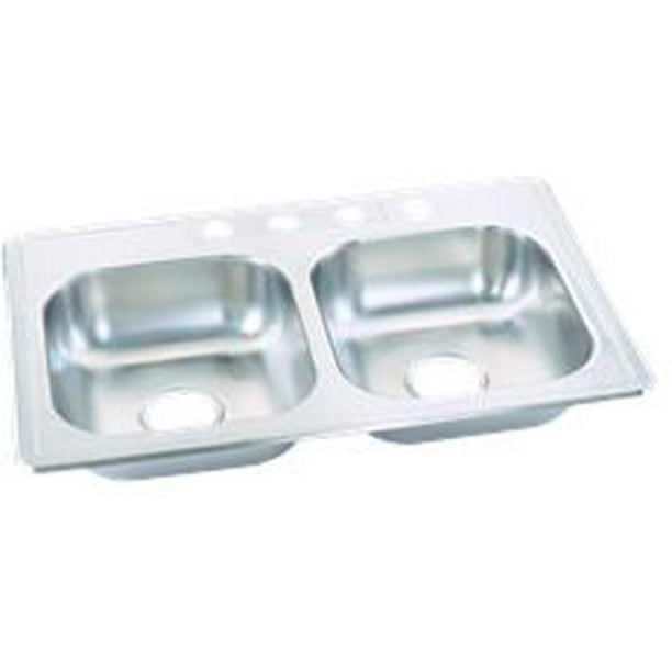 Sterling Stainless Steel Kitchen Sink Double Bowl 33 In X 22 In X 6 In Walmart Com