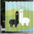 thumbnail image 3 of Ambesonne Llama Shower Curtain, Animals in Love on Hill, 69"Wx75"L, Black and White, 3 of 4