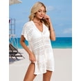 thumbnail image 7 of Swimsuit Cover Up for Women V-Neck Crochet Beach Cover Up Loose Bathing Suit Cover Up with Tassel Tied Shermie, 7 of 7