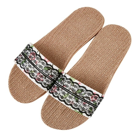 

〖Yilirongyumm〗 Black 39-40 Slippers For Women Slippers For Fashion Ladies Women Breathable Bohemia Beach Slip On Shoes Flats Casual Sandals