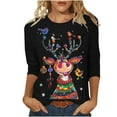thumbnail image 3 of Jsaierl Christmas Shirts Women Cute Reindeer Graphic Tees Classic Crewneck T-shirt 3/4 Sleeve Tunic Blouse Tops, 3 of 5