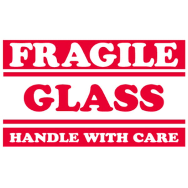 "Fragile 500/Roll Tape Logic Labels Glass" 4"x4" 