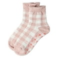thumbnail image 3 of MeMoi Women's Gingham Plaid Roll Top SuperSoft Cozy Crew Sock - Womens - Female, 9-11, Rose, 3 of 3