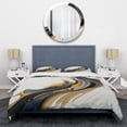 thumbnail image 3 of Designart "Monochrome and Gold Liquid Blend II" Modern Bedding Covert Set - Abstract Liquid Ink Black Abstract Bed Set With 1 Sham, 3 of 6