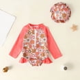 thumbnail image 2 of TOWED22 Toddler Baby Boy Girls One Piece Swimsuit Long Sleeve Zipper Bathing Suit Infant Rash Guard Swimwear Orange,18-24 M, 2 of 4