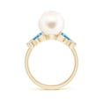 thumbnail image 2 of ANGARA Freshwater Cultured Pearl & Swiss Blue Topaz Butterfly Ring in 14K Yellow Gold for Women | June Birthstone, Birthday, Anniversary, Jewelry Gift for Women | Pearl Ring, 2 of 9