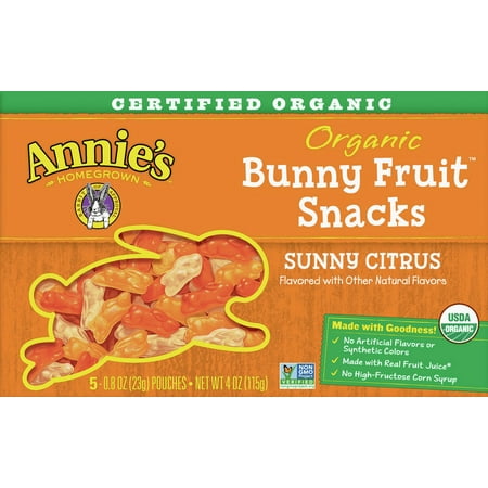 Annie's Organic Sunny Citrus Bunny Fruit Snacks, Gluten Free, 4 oz