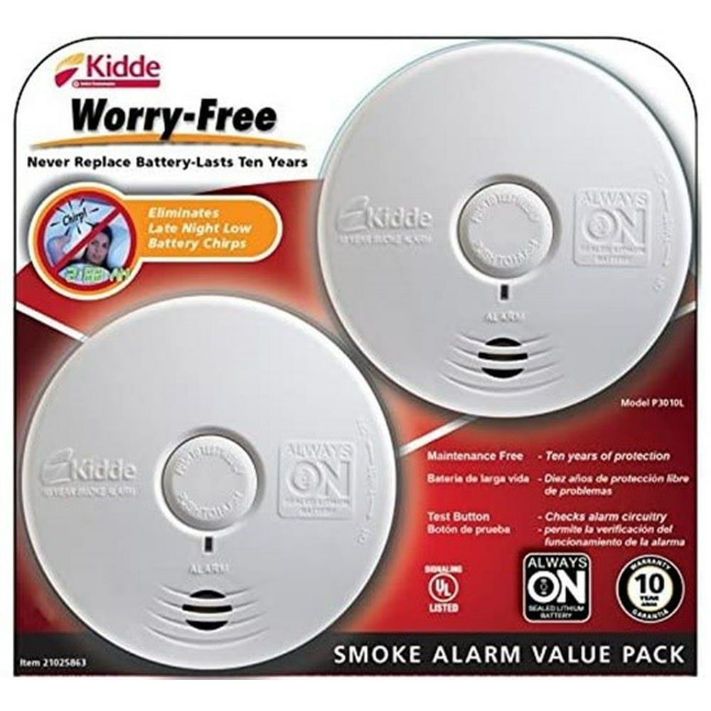 Kidde WorryFree Smoke Alarm, 2 Pices