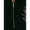 thumbnail image 4 of Morttic Sexy Sleeveless Fringe Dress for Women – Deep V-Neck Solid Color Faux Leather Bodycon Mini Dress with Zip Up Black，XL, 4 of 6