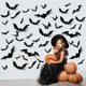thumbnail image 3 of Decoración de pared NQ Halloween pegatinas de murciélago 3D 60 piezas negro, 3 of 5