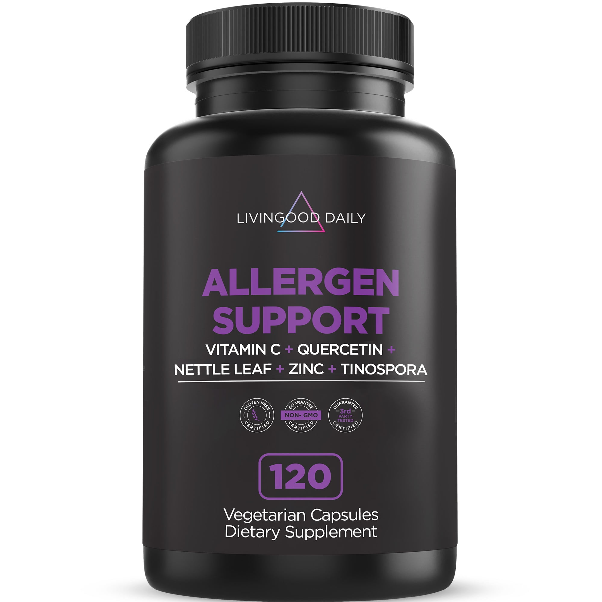 Livingood Daily Allergen Support, 120 Capsules Natural Allergy Relief