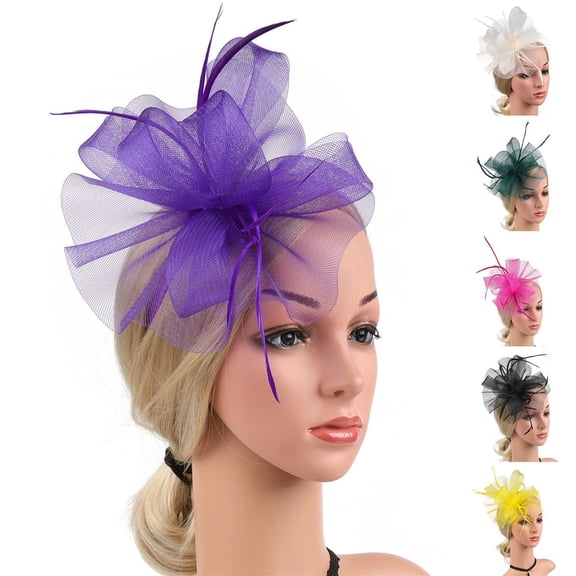 Women's Fascinator Hat LSQii Floral Mesh Ribbons Headband Hair Clip Beret Pillbox Hat Elegant for Cocktail Tea Party Bridal Wedding Gift