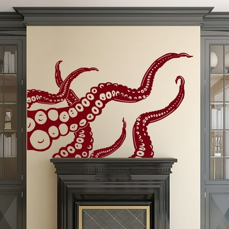 Octopus Wall Decal Tentacles Vinyl Sticker Decals Kraken Octopus Fish Deep Sea Scuba Ocean Animals Bathroom Home Decor Nautical Bedroom