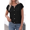 thumbnail image 4 of PRETTYGARDEN Womens Cap Short Sleeve Sweater Vest Spring Summer Lightweight Button Down Cardigans Trendy Loose Tops, 4 of 10