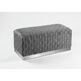 thumbnail image 4 of Nicole Miller Macheline Velvet Bench Intricate Woven Pattern Chrome Stainless Steel Base, Grey/Chrome, 4 of 10