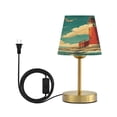 thumbnail image 2 of Wobogo Vintage Lighthouse Table Lamps Three-channel Adjustable Lighted Antique Brass Metal Base Simple Modern Style for Bedroom Nightstands Living Room and Office, 2 of 8