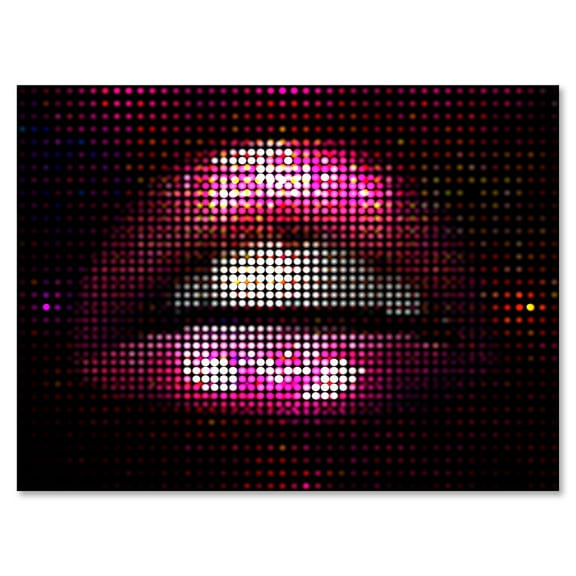 Designart ' Detail Of Pixellated Pink Woman Lips ' Modern Canvas Wall Art Print
