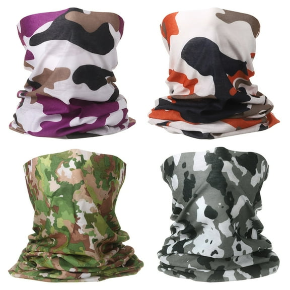4pcs Summer Cooling Neck Gaiter Sun Protection Face Mask Fishing Neck Gaiter Sunscreen Breathable Bandana for Men Women, Camo K