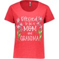 thumbnail image 3 of Inktastic Blessed to Be a Mom and Grandma Pink Flowers Women's Plus Size T-Shirt, 3 of 5