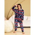 thumbnail image 2 of Pijamas navideños con capucha para niños, Onesies de franela, disfraces de invierno para niñas, estampado azul marino, Jumpusit, 2 of 4