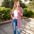 thumbnail image 7 of Women's Open Front Ribbed Knit Cardigan with Front Pockets - Small, Mauve Pink, 7 of 7