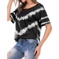 thumbnail image 4 of Women Gradient Tie-Dye Printed Pocket Side Split Crew Neck Short Sleeves Shirt, 4 of 7