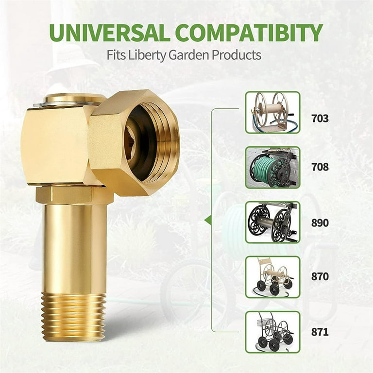 Pompotops Gardening Tools Brass Hose Reel Parts Fittings,Garden Hose  Adapter, Brass Replacement Part Swivel 