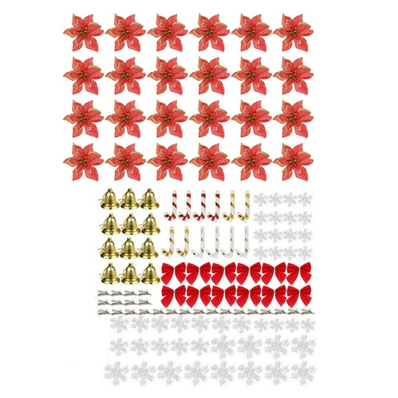 Christmas Decorations Party Supplies 120Pc Glitter Flower for Christmas Decorations Xmas Event Party Home Supplies