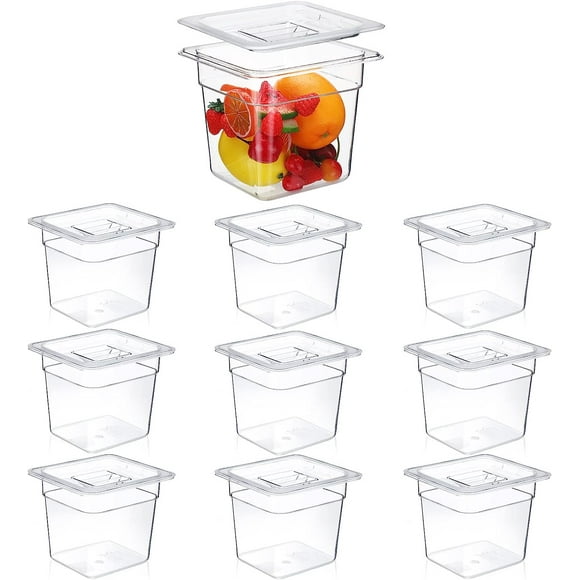 EcoNesxp Food Storage Polycarbonate Salad Bar Containers Commercial Hotel Plates for Kitchen Food Prep 2 Quart Cambro