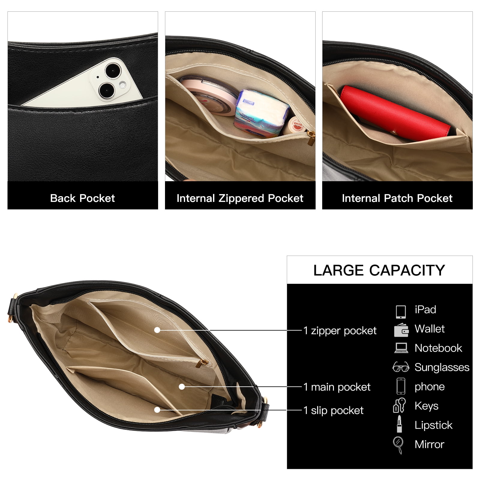 SENDEFN Small Shoulder Handbags for Women Waterproof Purse Soft Leather Crossbody Bags with Removable Shoulder Straps