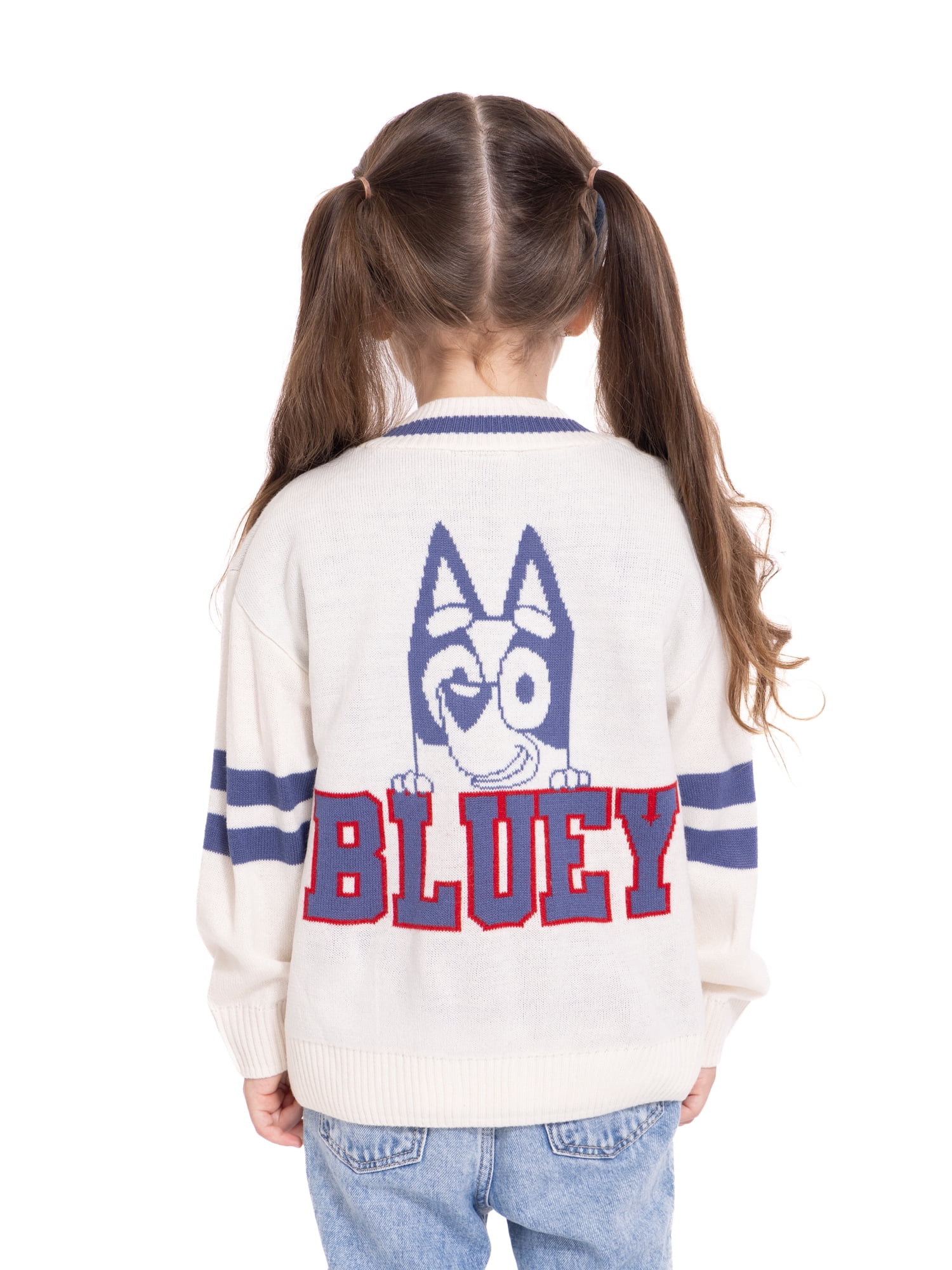 Bluey Toddler Girls Button Down Cardigan with Long Sleeves, Sizes 12M-5T