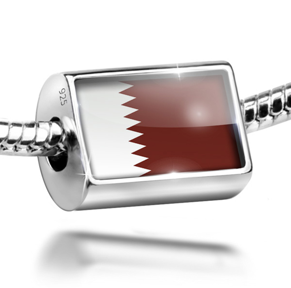 Neonblond Charm Qatar Flag 925 Sterling Silver Bead
