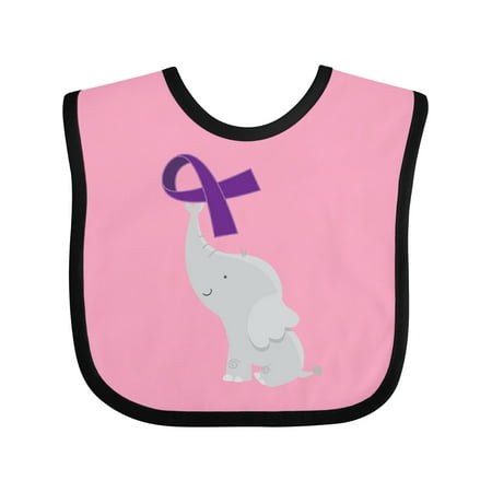 

Inktastic Purple Awareness Ribbon Elephant Gift Baby Boy or Baby Girl Bib