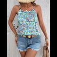 thumbnail image 4 of Camisola Holgada Sin Espalda para Mujer, Cuello Redondo, Tirantes Finos, Camiseta Básica Plisada Informal Como Se Muestra L, 4 of 8