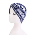 thumbnail image 3 of Women's Soft Cotton Chemo Caps Ethnic Print Stretch Beanie Head Scarf Cover Headwear Bandana Turban Hat Head Loss - Navy Elephant, 3 of 6