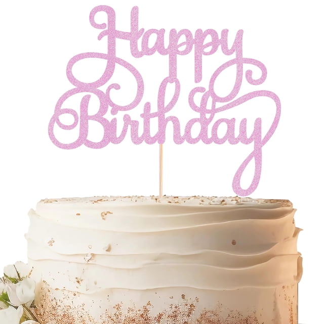 Decoración de tarta EONNCNT para fiesta de feliz cumpleaños con purpurina rosa