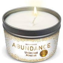 MAGNIFICENT 101 Abundance Manifestation Smudge Candle - 6 Oz Soy Wax - 35-Hour Burn - Infused with Lemon, Rosemary & Sandalwood - Money Candle for Energy Cleansing