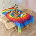 thumbnail image 3 of Colorful Rainbow Tie Dye Spiral Pattern Rectangle Tablecloth 60"x102",Waterproof Polyester Rectangle Table Cloth, Wipeable Spillproof Polyester Tablecloth for Dining, Camping, Indoor and Outdoor, 3 of 6