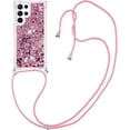 thumbnail image 4 of Long Crossbody Lanyard Clear Case for Samsung Galaxy S23 Ultra (Not S23) with Adjustable Neck Strap, Glitter Sparkly Bling Quicksand Phone Cover Cases for Samsung S23 Ultra QKG Rose Gold, 4 of 14