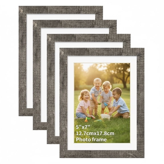 4-Pack Gray Rustic 6x8 Picture Frame, Matted to 5x7