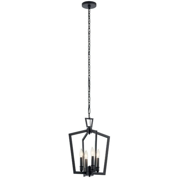 43498BK Kichler Lighting Abbotswell - 4 Light Pendant - with Traditional inspirations - 19 inches tall by 14 inches wide-Black Finish    -Traditional