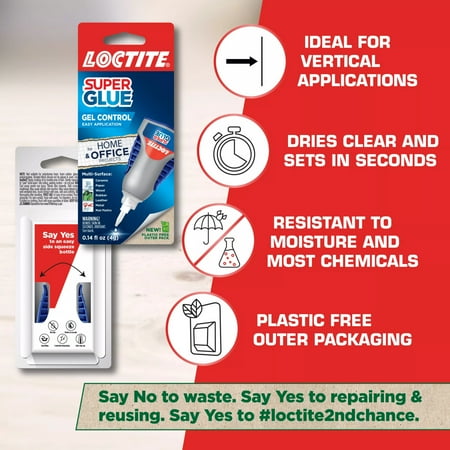 Loctite Super Glue Gel Control, Pack of 1, Clear 0.14 fl oz Bottle