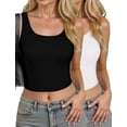 thumbnail image 1 of Crop Tops AURUZA Camisetas sin mangas con cuello en U para mujer S, 1 of 7