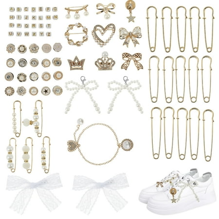 Shoelace Charm Set Beautiful Easy to Use Shoe Charm Kit with Pearls Multipurpose Shoe Lace Pearls Jewelry Kit for Decoration