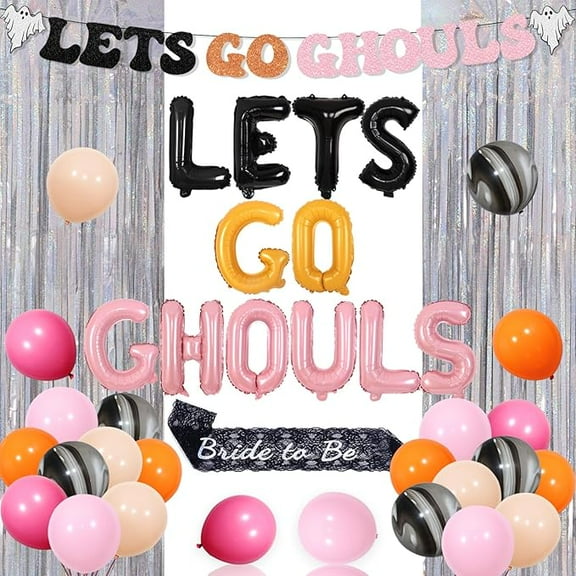 Halloween Bachelorette Party Decoration Let's Go Ghouls Party Decorations Banner with Bride to Be Sash for Halloween Bridal Shower Engagement