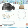 thumbnail image 3 of Wigs for Women Old Lady Costume for Kids 100 Days of School Bun Wig Glasses Wig Cap Pearl Necklace Accessories Wigs Human Hair Lace Front Wigs, 3 of 4