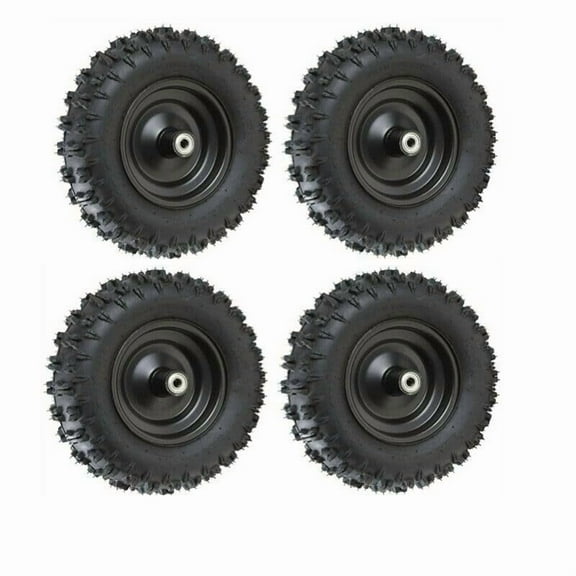 4pcs Front 4.10-6 Tires and Wheels Rims and 12mm Bearings 6" Go Kart Wheel 4.10x6 Tubeless Tire for ATV Quad Mini Bike Scooter Lawn Tractor Mower 4 Wheelers Drift Trike Snow Blower Wheelbarrow